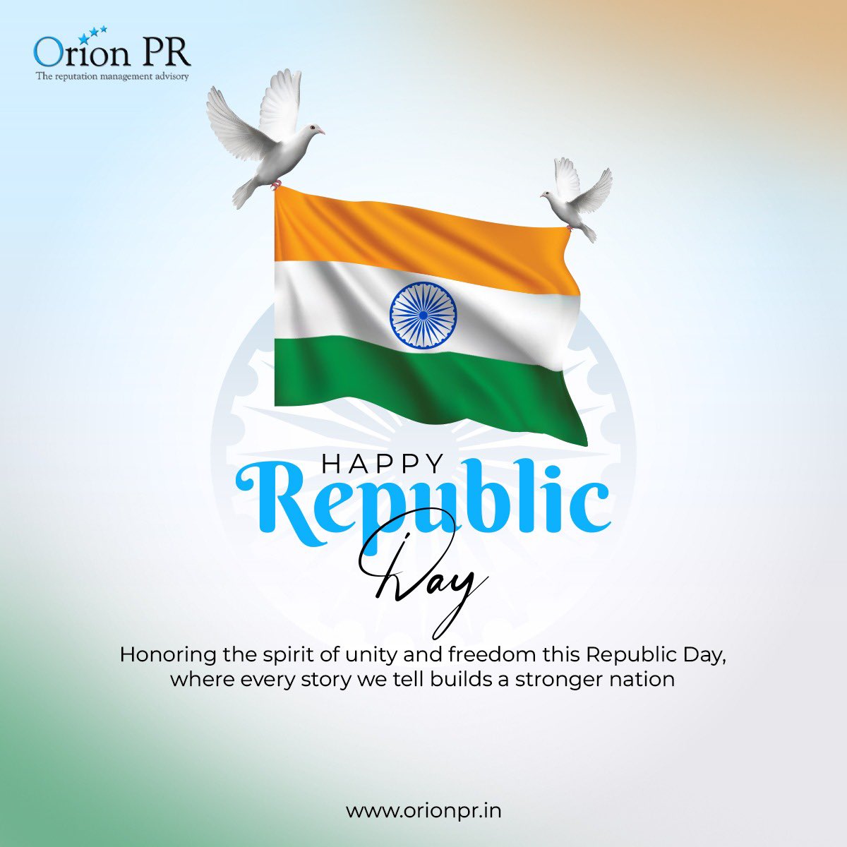 OrionPRAgency's tweet photo. Happy Republic Day! Be proud, be inspired, and be the change you wish to see!  #OrionPR #HappyRepublicDay #Freedom #Unity #Liberty #NationsPride https://t.co/CgeVbRhfYl
