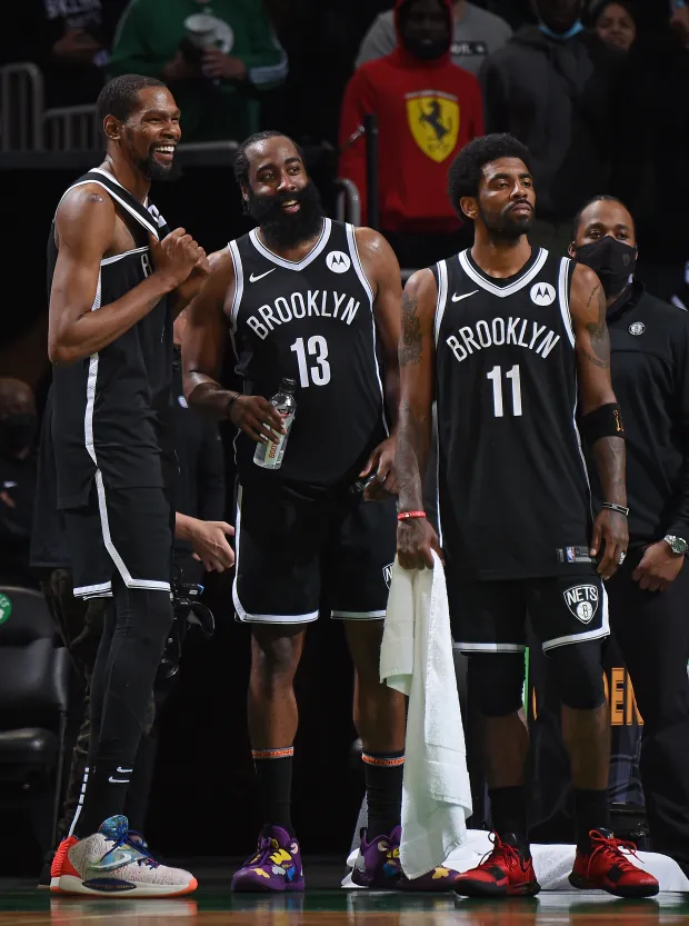 hooparj's tweet photo. Harden, KD, and Kyrie being as good as they are in 2025 makes the Nets disaster hurt even more. So many championships were given away because of 1 in a million type circumstances... https://t.co/5kXlK3tp3A