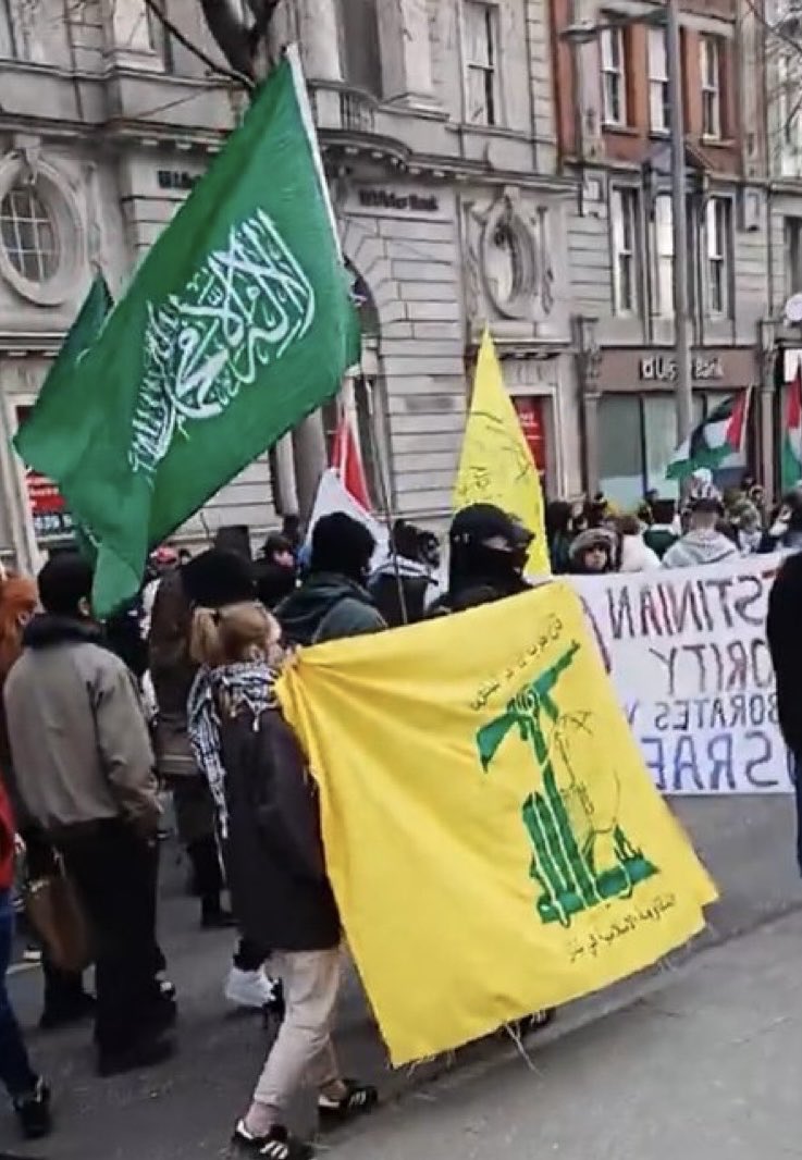 CharlieFlanagan's tweet image. The open display of terrorist flags &amp;amp; banners on Dublin streets is an affront to rule of law &amp;amp; democratic principles. Gardai must act.