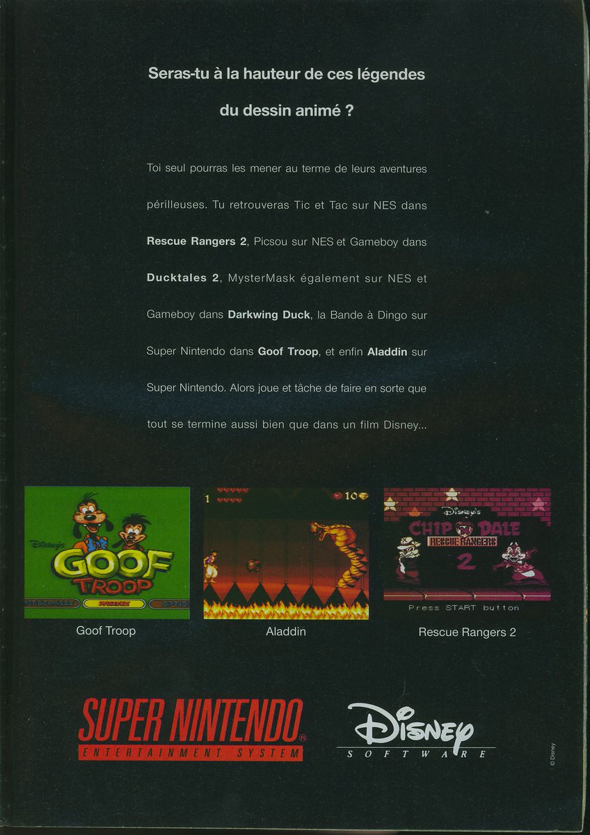 AllmightoFranky's tweet photo. La publicité papier du jour,bonjour!De la jolie pub double-page vue dans le #NintendoPlayer 27! Double-page pour #StuntraceFX et pour la gamme de jeu #DisneySoftware,tout ça sur #SuperNintendo!! #retro #retrogaming #oldschool #80s #90s https://t.co/xvmKQc9tmV