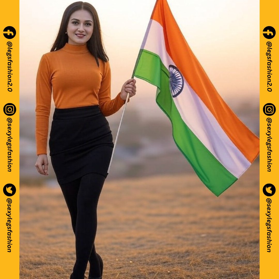 sexylegsfashion's tweet photo. Rocking black pantyhose, stockings, an orange high-neck top, a black skirt, &amp; heels while proudly holding the Indian flag. 🇮🇳
.
.
#legsfashion #indianstockings #indiangirlinstockings #tights #pantyhose #stockings #blackpantyhose #blackstockings #RepublicDay2025 #RepublicDayIndia https://t.co/JxjAuNxFbk