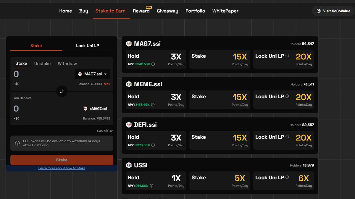 💎 MÌNH MỚI BỎ 700$ THAM GIA SOSOVALUE MÙA 2 -  STAKE2EARN

✔️Chuẩn bị: Usdc mạng Base trong ví EVM (có thể rút về từ sàn)
✔️ Một ít eth trong ví EVM mạng base làm phí

🔗 Truy cập: ssi.sosovalue.com/invite/8H7OJ7DY
✔️ Kết nối ví của mọi người
✔️ Vào mục Buy tiến hành mua