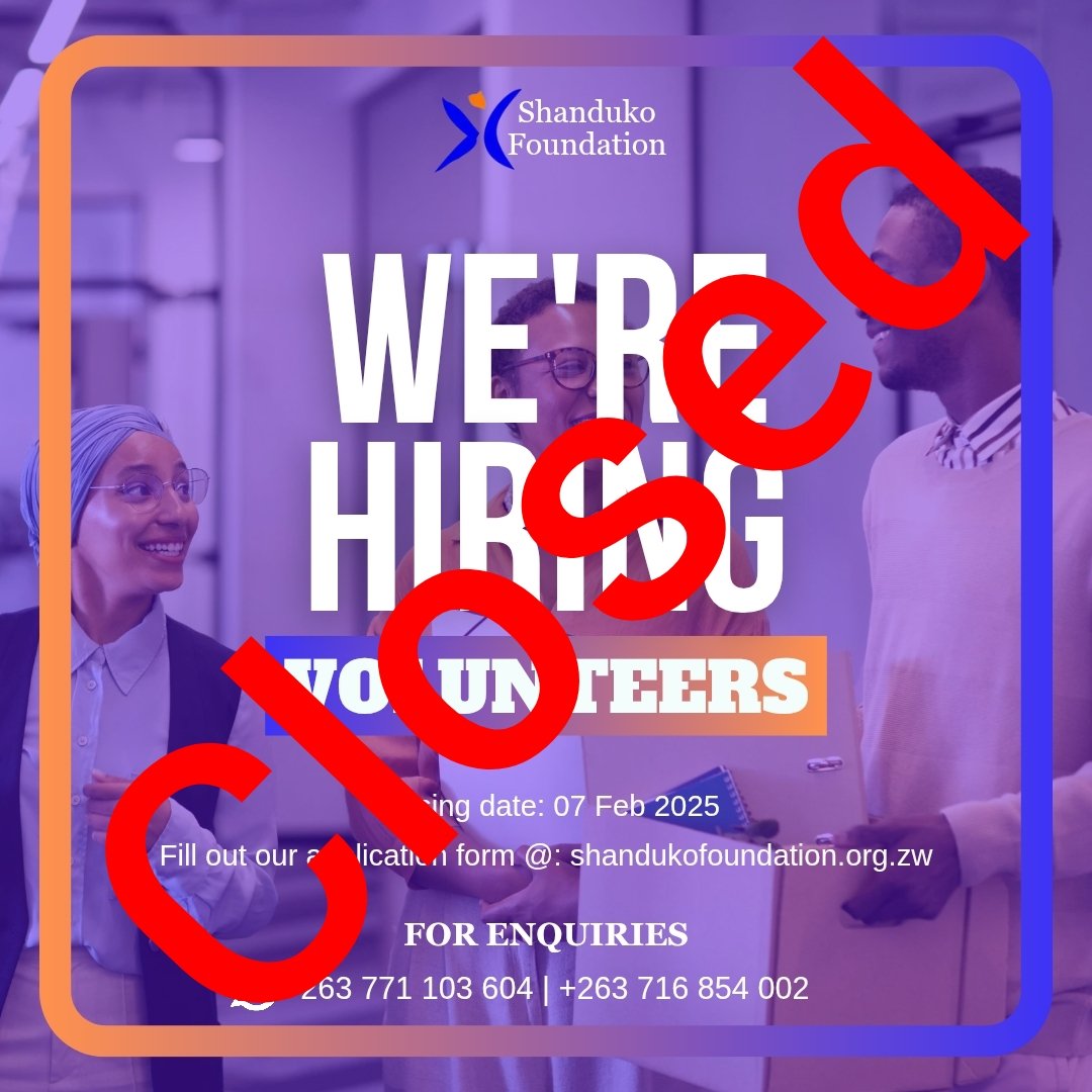 NOTICE OF VOLUNTEER CALL-OUT CLOSURE

Shanduko Foundation would like to inform the public that, due to an overwhelming response, we are officially closing our volunteer call-out.

Thank you once again for your interest in Shanduko Foundation. 

#closed #ShandukoFoundation #youth