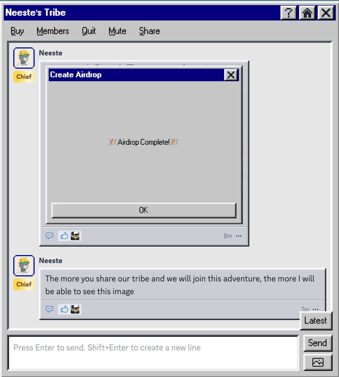 Ok so i join the <a href="/neestesol/">Neeste</a> TRIBE and it has already started offering airdrops
LETS GOOOOO 🔥