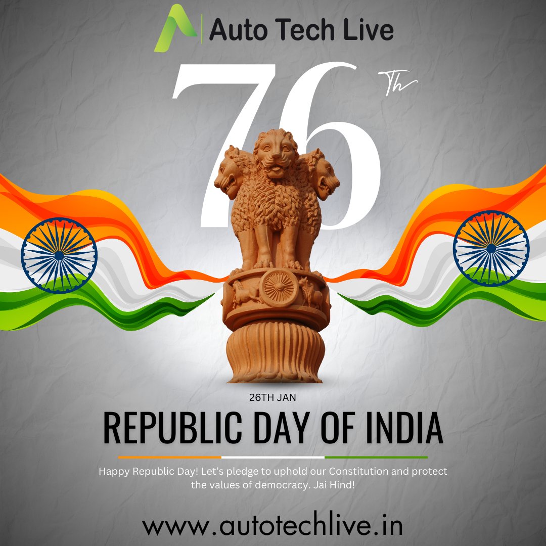 autotechlive's tweet image. "Celebrating 76 years of pride, unity, and democracy! 🇮🇳    Happy #RepublicDay! Jai Hind! ✨#26January #ProudIndian #UnityInDiversity"