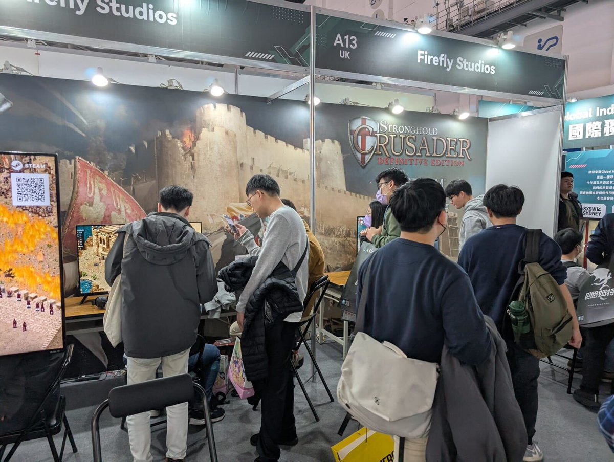 fireflyworlds's tweet photo. We're at Taipei Game Show, showing off our demo for the newly announced 🌴Stronghold Crusader: Definitive Edition🐫 (coming July 15th). If you're around and want to play a stellar, castle-building, RTS epic then come on over!

✨ Wishlist &amp; play the demo:
https://t.co/zhU6j71tLn https://t.co/xqotQUXRga