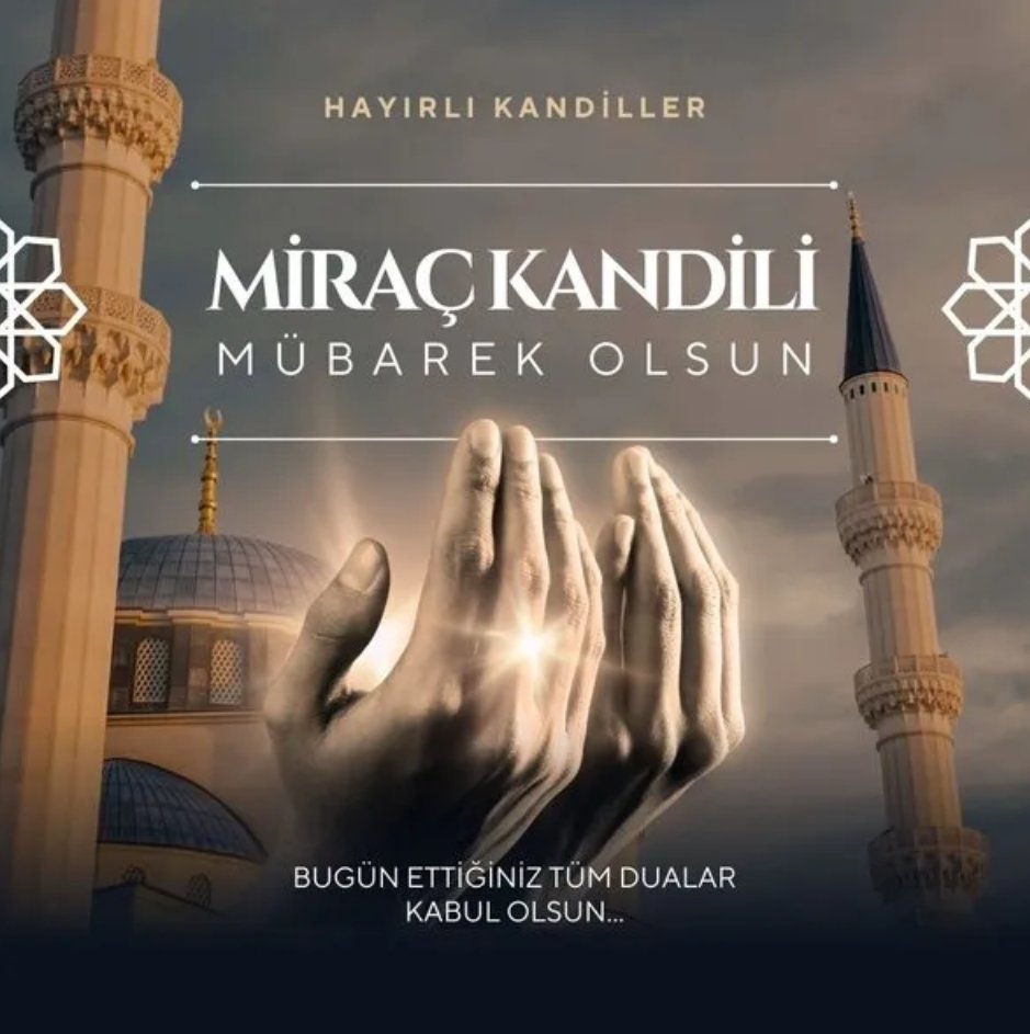 Mübarek Miraç gecesi'nin tüm Müslümanlara ve İnsanlığa sağlık ve esenlik getirmesini temenni ediyor, Ülkemizde yaşanan sıkılıntılardan kurtuluşa vesile olmasını diliyorum. Kandil Gecemiz gariplere, sahipsizlere uzatılan ellerle dolsun. Kandilimiz mübarek olsun.
#Miraçkandili