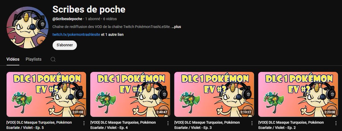 PokemonTrash's tweet image. Si vous ne savez pas quoi faire de votre dimanche, sachez que l'on a (enfin) créé la chaîne de VOD des lives Twitch.
On mettra les replay au fur et à mesure, en rattrapant les anciens en même temps.
Lien de la chaîne :
youtube.com/@Scribesdepoche
