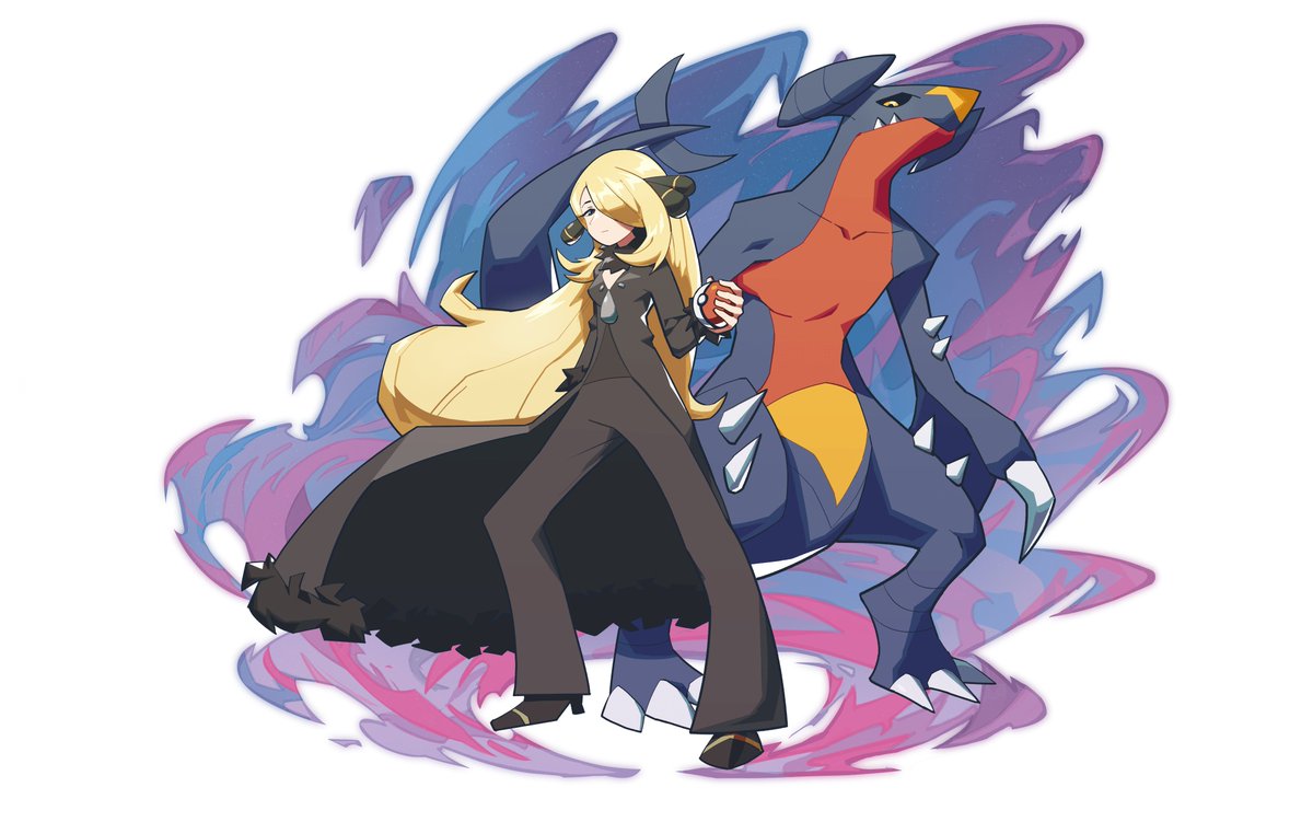 commissioned art of cynthia and garchomp :0 🖤🦈#Pokemon #pokemonart #fanart