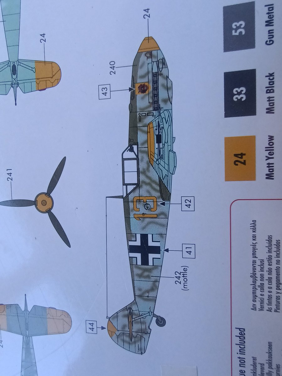 nics_kitz's tweet photo. Progressing backwards Airfix BF 109E-4
So I tried to use demonic possessed air brush to do squiggly lines per box livery. 
Splattered like a locust at 110km/hr on drive to farm on wind shield. 
Total yuk. 
Primary coat again then hand paint. 
At least it's not 40C.
Sigh https://t.co/5L3vO4PCCw