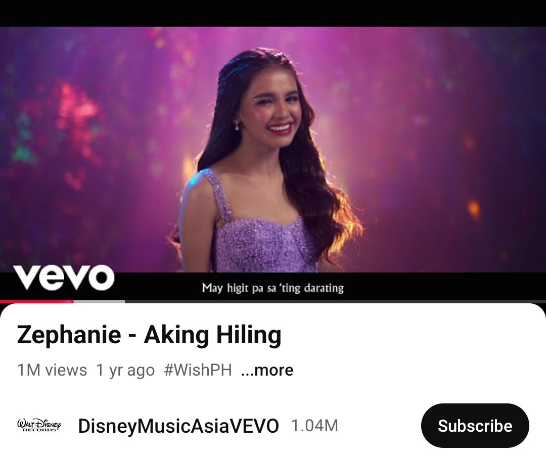 zephanaticsofc's tweet photo. @imzephanie's "Aking Hiling" – Disney's Wish Tagalog Version Music Video has now surpassed 1M views on YouTube 🥳
Keep streaming everyone: https://t.co/e8QM4WFOzG
#Zephanie #AkingHiling #WishPH https://t.co/ToD6AZwzZS