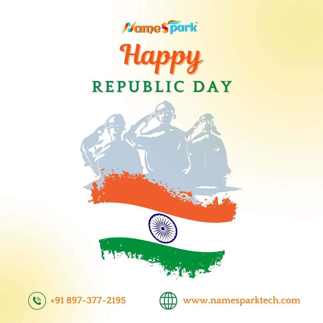 namesparktech's tweet photo. Wishing you a Happy Republic Day! May the spirit of patriotism and love for our country fill your heart today and always. #namesparktech #RepublicDayIndia  #Software #itservices #websites #india #tiruppur https://t.co/EojJDMBMuC