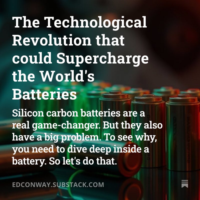 ✍️There's something seriously exciting happening in the world of batteries - an innovation that could pave the way for incredibly energy-dense, fast charging cells in our cars and smartphones.
But there's a catch - quite a big one🔋
Link in next post