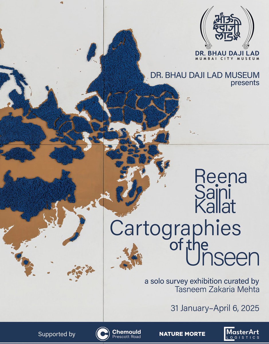 New exhibition📣
Cartographies of the Unseen, a solo survey exhibition of Reena Saini Kallat. The exhibition is curated by Tasneem Zakaria Mehta. On view at Dr. Bhau Daji Lad Museum from 31 Jan - 6 Apr 2025.