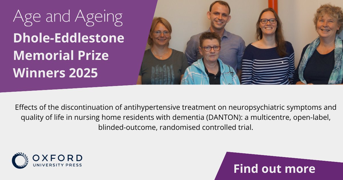 OUP Medicine (@oupmedicine) on Twitter photo Congratulations <a href="/wilcoachterberg/">Wilco Achterberg</a>, <a href="/jgussekloo/">jacobijn gussekloo</a>, and team, who have been awarded this years Dhole Eddlestone Memorial Prize.
Learn more about the award, and submit to <a href="/Age_and_Ageing/">Age_and_Ageing</a> to be in with a chance of winning the 2026 cash prize: oxford.ly/42rThFX Congratulations <a href="/wilcoachterberg/">Wilco Achterberg</a>, <a href="/jgussekloo/">jacobijn gussekloo</a>, and team, who have been awarded this years Dhole Eddlestone Memorial Prize.
Learn more about the award, and submit to <a href="/Age_and_Ageing/">Age_and_Ageing</a> to be in with a chance of winning the 2026 cash prize: oxford.ly/42rThFX
