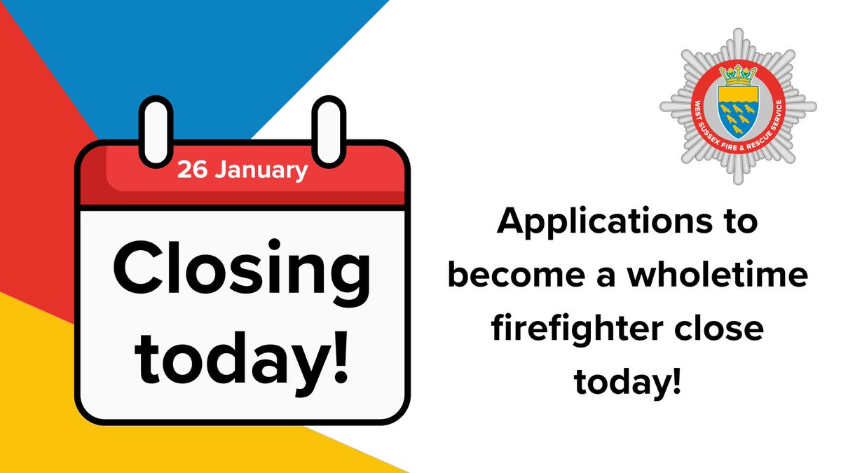 ⏰ Our wholetime firefighter recruitment window closes today! 

Don't miss the deadline to apply, visit orlo.uk/JXts4