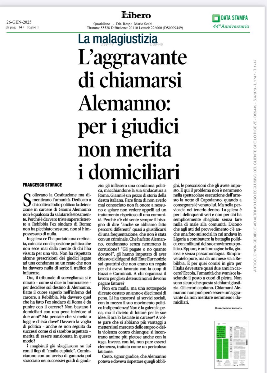 L’umanità dimenticata.
Su #Libero scrivo quello che succede sul caso #Alemanno