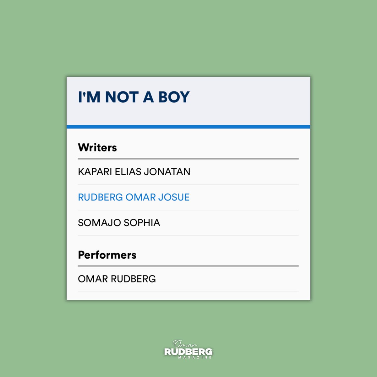 rudbergmagazine's tweet photo. Omar Rudberg is credited as a Songwriter alongside Elias Kapari and Sophia Somajo for his next Single "I'm Not a Boy", coming out January 31st. https://t.co/ctSuwF8eDR