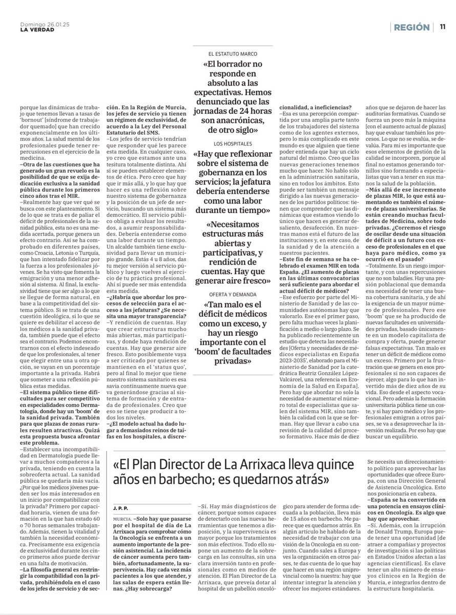 Hoy, nuestro expresidente sigue reflejando con clarividencia los temas de actualidad que afectan tanto a los médicos jóvenes como a la totalidad de la sanidad nacional y regional. 👏🏻👏🏻 <a href="/dosanz10/">Domingo Antonio</a>