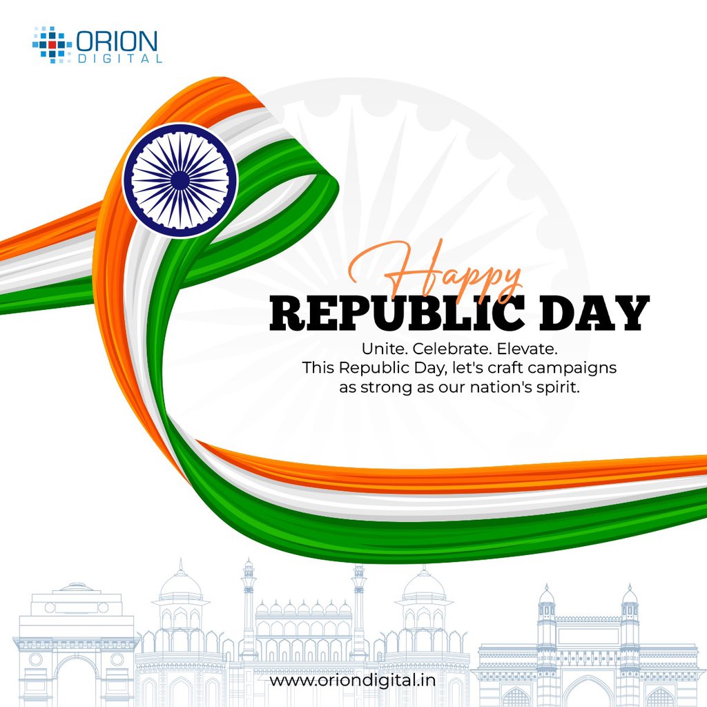 DigitalOrion's tweet photo. On this Republic Day, let’s commit to driving change, fostering growth, and shaping a brighter future! 🌟🇮🇳 #OrionDigital #RepublicDay #Nation #Nationalflag #Freedom #Liberty #Unity #HappyRepublicDay https://t.co/OXw7NMFone