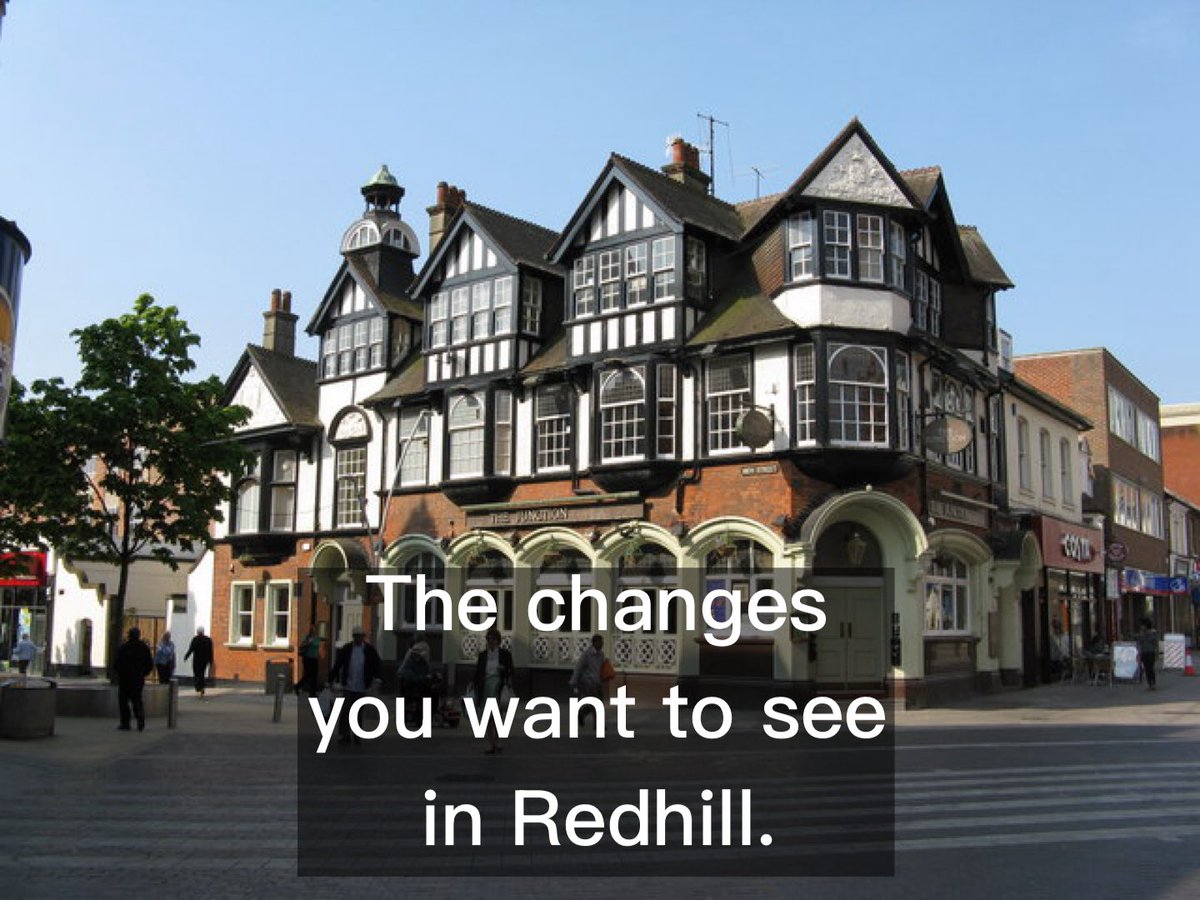 The changes you have told us you want to see in Redhill.

To hear the clip, tap here and then tap ▶ tinyurl.com/prp72redhill

#Reigate #Redhill #Merstham #Buckland  #Betchworth #Brockham #Horley #Gatton #Earlswood #Charlwood #Hookwood #Outwood
#Leigh #Nutfield #Salfords