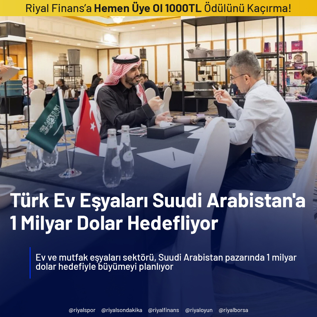 riyallfinans's tweet photo. Ev ve Mutfak Eşyaları Derneği Başkanı Talha Özger, Suudi Arabistan’a ihracatta 1 milyar dolar hedeflediklerini belirtti. Yakın pazarlara odaklanıp büyüme hedefiyle üretimde verimlilik ve Türk markalarıyla rekabetçi olacaklarını söyledi.

# SuudiArabistan #Türkiye #FinansDünyası https://t.co/oWTVDW6kU2