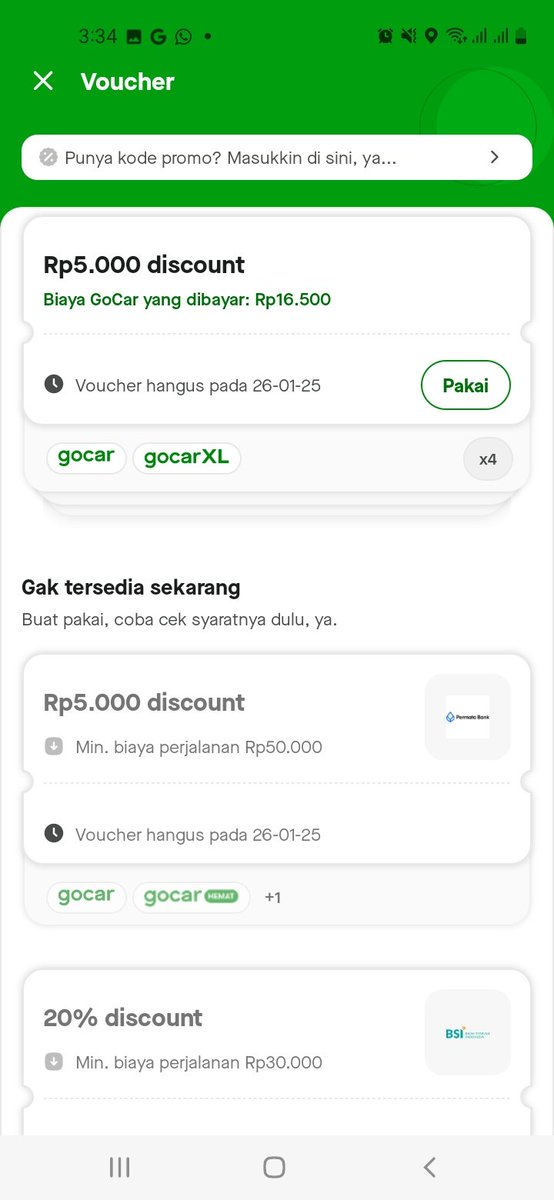 jay24hours's tweet photo. Wts voucher gojek🌷 [mt after dm]

🎟 goride pot 7.5k
💵 2.5k
🎟 gocar 10.5k / 10k
💵 fee 3.5k
🎟 goride comfort 4k / gocar / gc xl 5k
💵 fee 1.5k
☕ boleh cek dulu
🚕 please cek tnc
📍payment via gopay

potongan voc vc #zonauang #zonajajan #zonaba https://t.co/z6XNJaOlPk