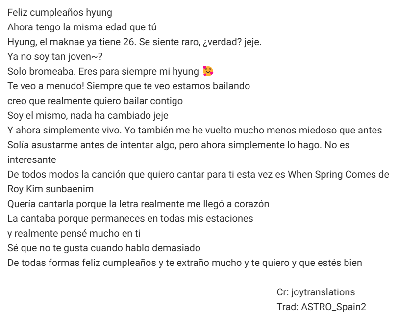 ASTRO_Spain2's tweet photo. [🎥] 26.01.2025

Cover de #WhenSpringComes de Roy Kim de #SANHA en YouTube por el cumpleaños de #MOONBIN:

📎https://t.co/eQKTHGKG7b

#누구보다_빛나는달_빈아_생일축하해
#산하 #YOONSANHA #윤산하 #문빈
@offclASTRO #SANiGHT

No olvides reaccionar al video de YT y al tweet citado💜 https://t.co/sdVd3OxEJJ