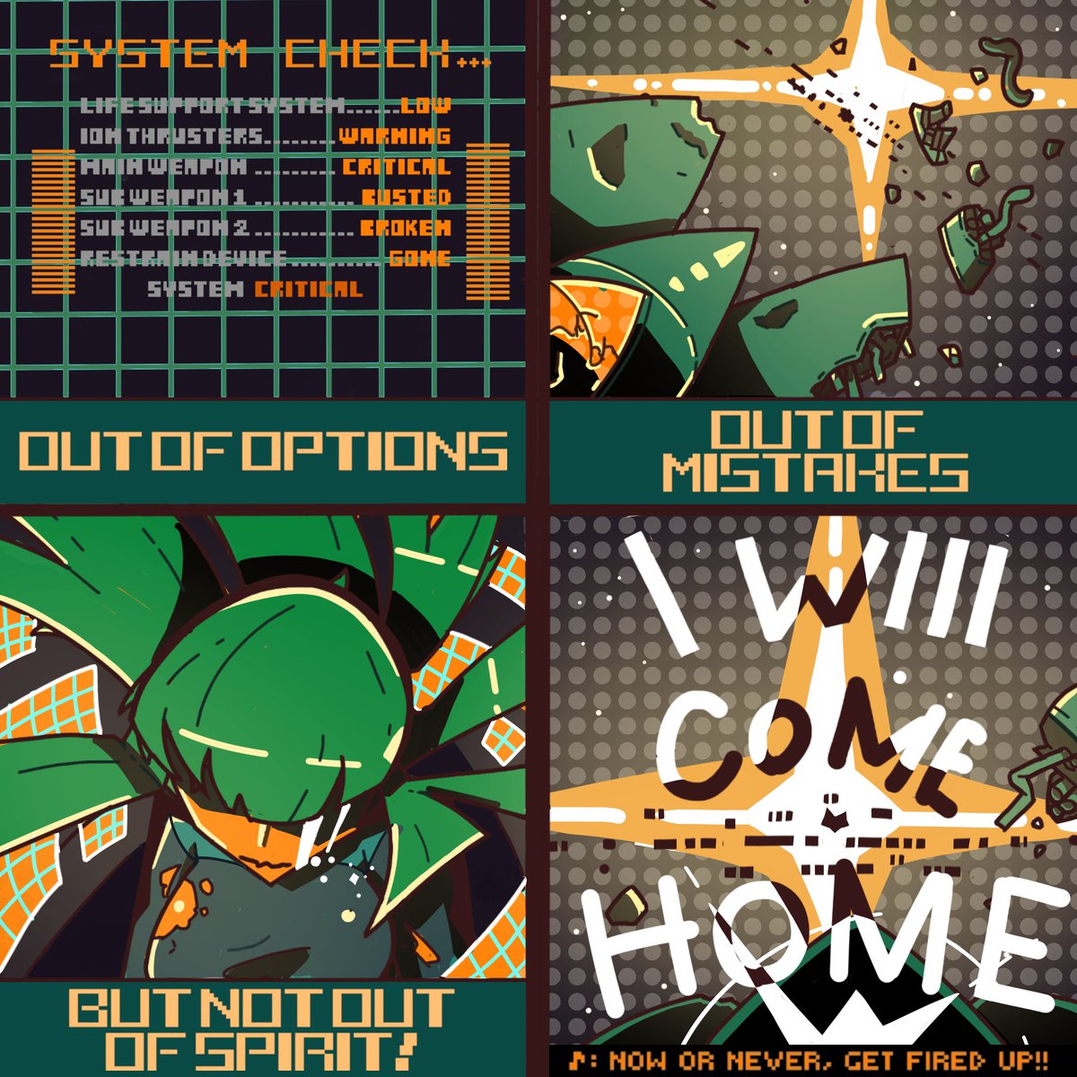 Absolutely beautiful 4-koma by <a href="/Berrycrusader/">Berrycrusader (training arc)</a> about the final escape in <a href="/System_erasure/">System Erasure</a> s amazing Shoot-em-Up ZeroRanger
Getting to hear that song REALLY hypes that part up by another 800%