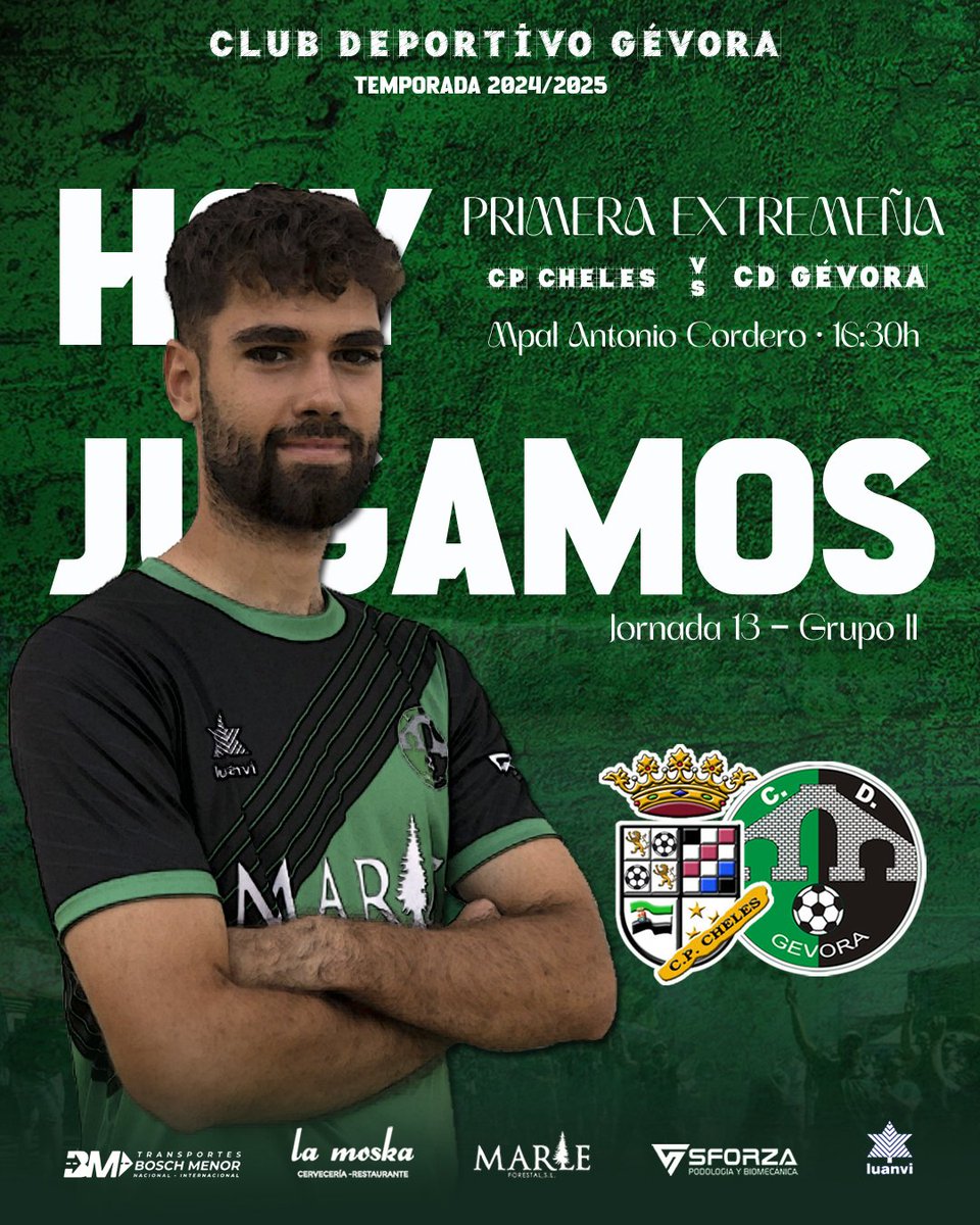 CdGevora's tweet photo. ⚽️ ¡¡𝗛𝗢𝗬 𝗝𝗨𝗚𝗔𝗠𝗢𝗦!!

🔘 Jornada 13 | Grupo II
🆚 @CPCheles
⌚️ 16:30h
🏟️ Municipal Antonio Cordero
🎫 Entrada: 6€
📲 Síguelo en directo en nuestras RRSS.

#SomosUnaFamilia
#ChelesCDG https://t.co/yoIIFv2bKu