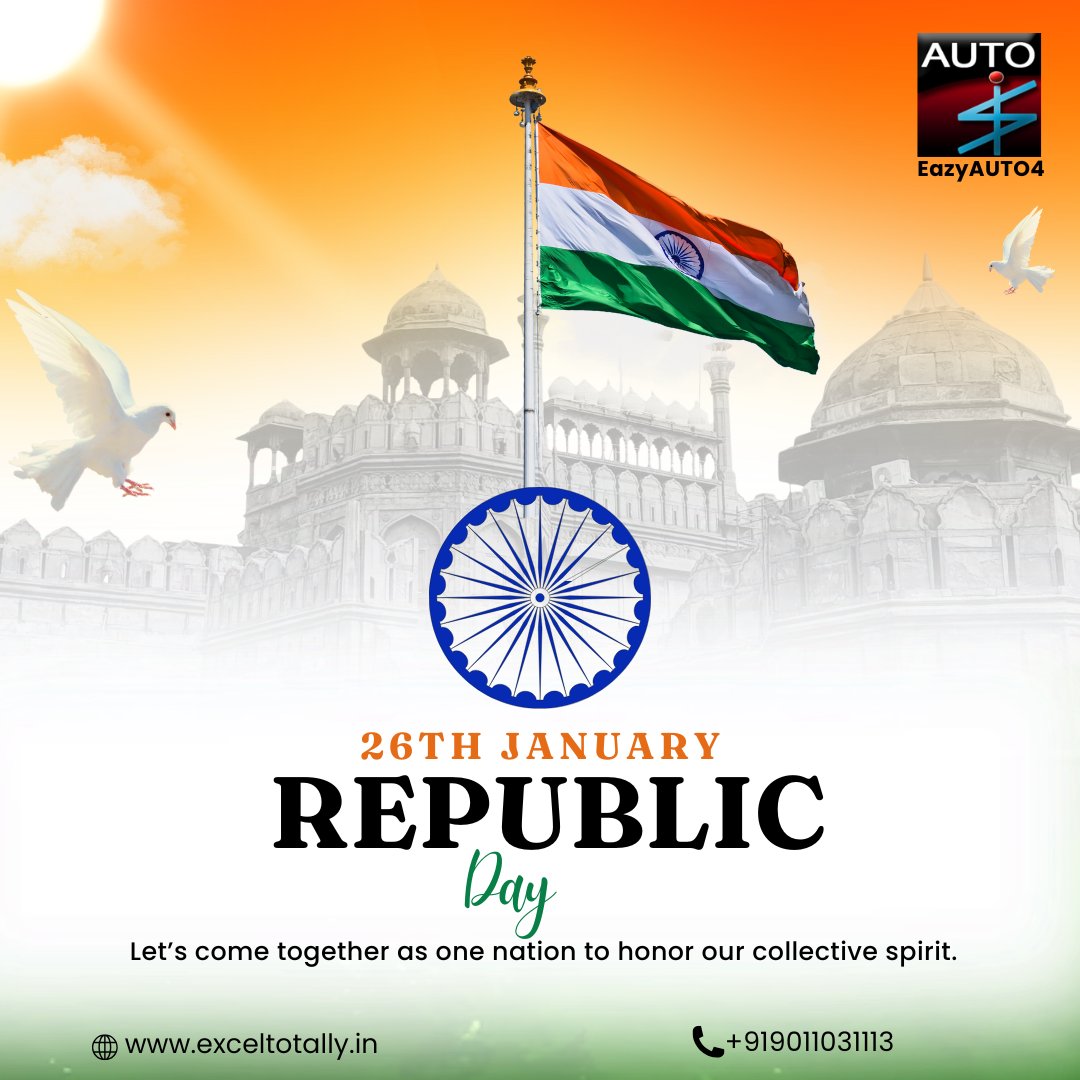exceltotally's tweet image. Happy Republic Day!

pdftotatally.com

#HappyRepublicDay #happyrepublicday2025
#ExcelToTally #Excel #pdftotally #PDF