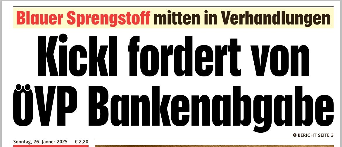deutsch_ch's tweet photo. Bankenabgabe war bei Verhandlungen von @volkspartei @spoe und @neos für die ÖVP eine rote Linie. FPÖ provoziert jetzt bewusst Neuwahlen. @krone_at https://t.co/4HoJY1TqYU