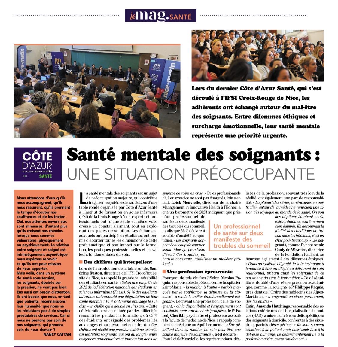 RomainInfirmier's tweet photo. Article intéressant sur la santé mentale des soignants dans le @Nice_Matin du jour #teamide #teamidel https://t.co/xc9iWn49CS