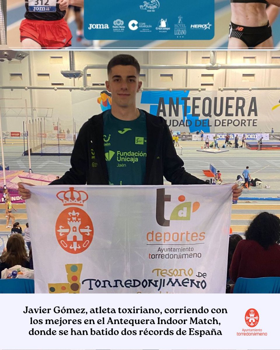 ATorredonjimeno's tweet photo. 🏃‍♂️Javier Gómez, atleta toxiriano, corriendo con los mejores en el Antequera Indoor Match, donde se han batido dos récords de España.

#deporte #torredonjimeno https://t.co/56UImLicJR