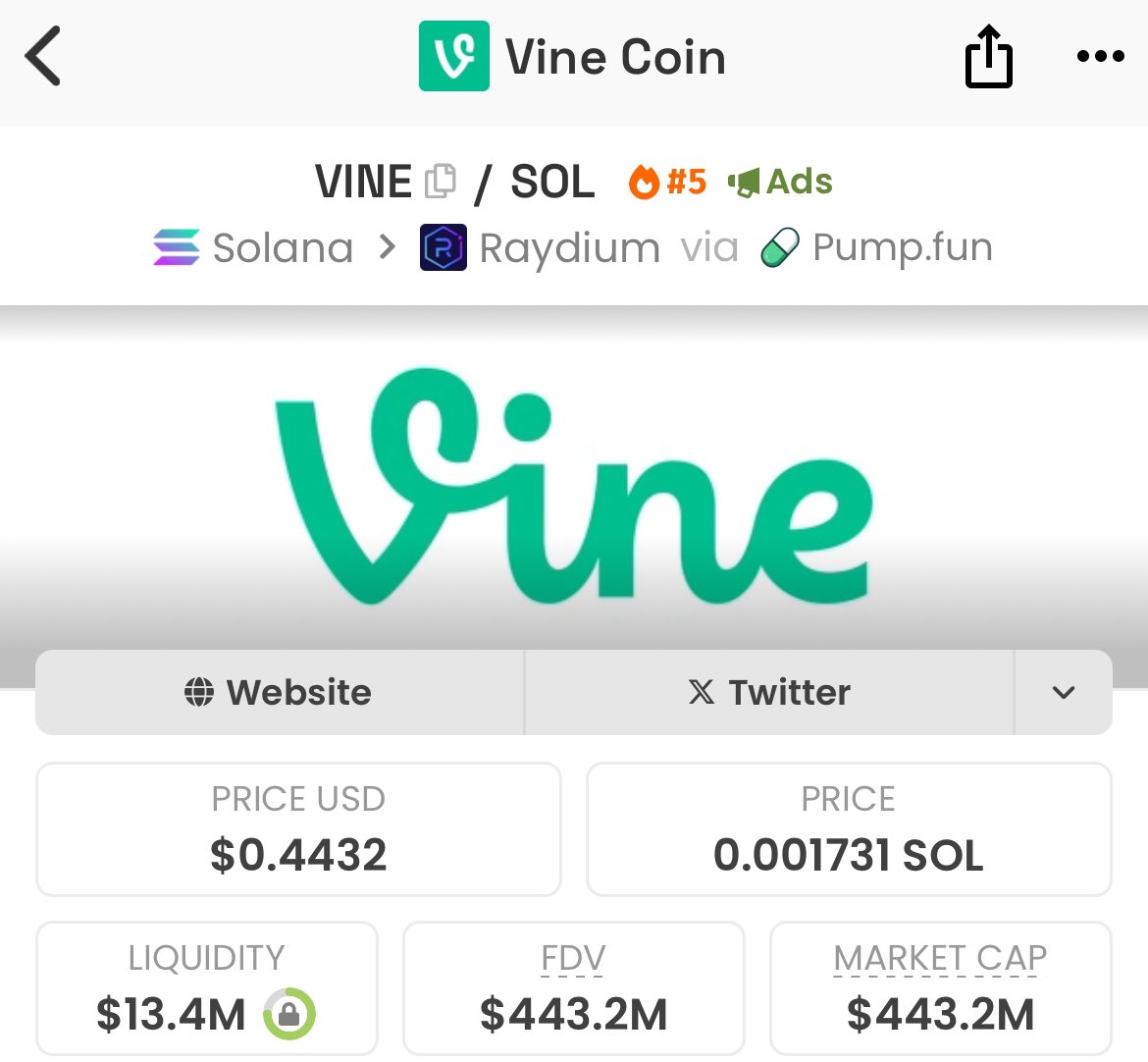arkacrypto_'s tweet photo. $VERSE is the first version of $VINE

Watch and this will follow.

$vine is at 443m mc
$verse is only at 164k mc https://t.co/fuASBRHQ2x