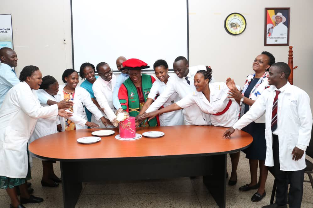 Pure joy as the team welcomes Prof. Namagembe to celebrate her incredible PhD achievement! 🎉🎂 

Moments like these remind us of the power of hard work and dedication. 

Here's to more milestones and shared successes! 

#InTheBestHands | #MSWNHUpdates