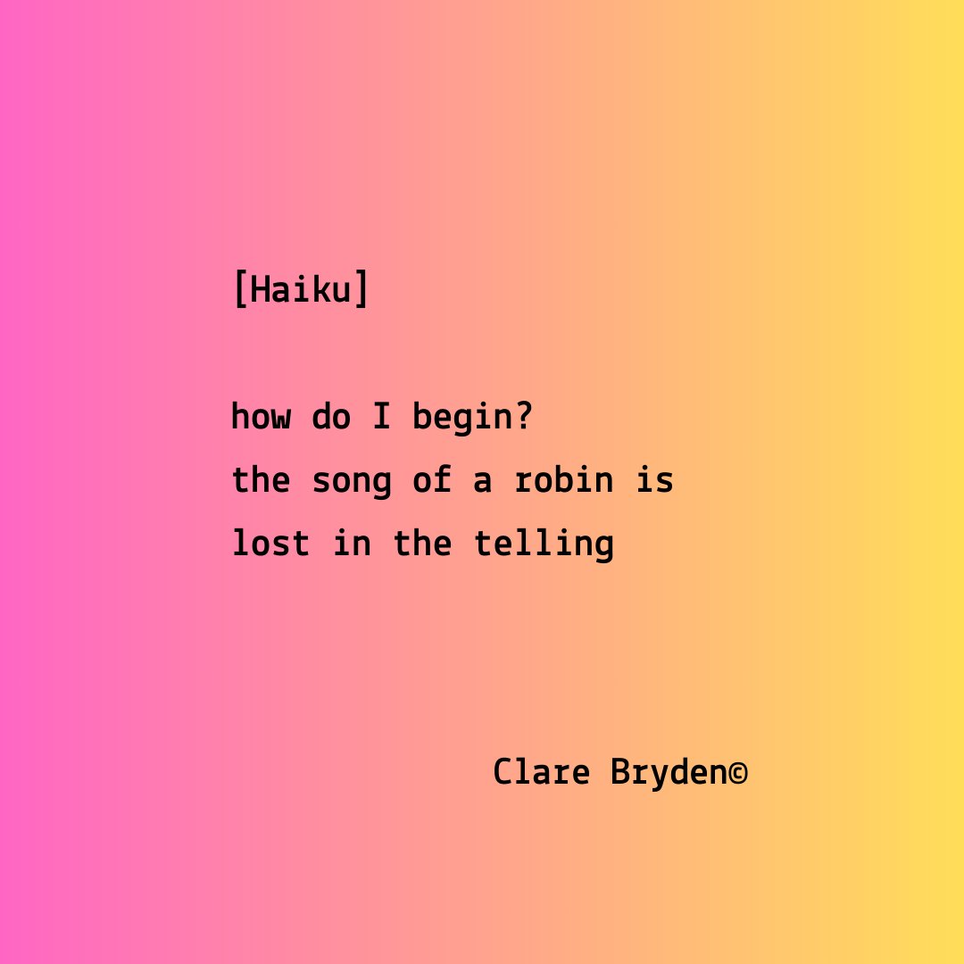 Today's poem is a lovely Haiku by Clare Bryden. 

Read the poem at the link below, or through the link in our bio: inksweatandtears.co.uk/clare-bryden/