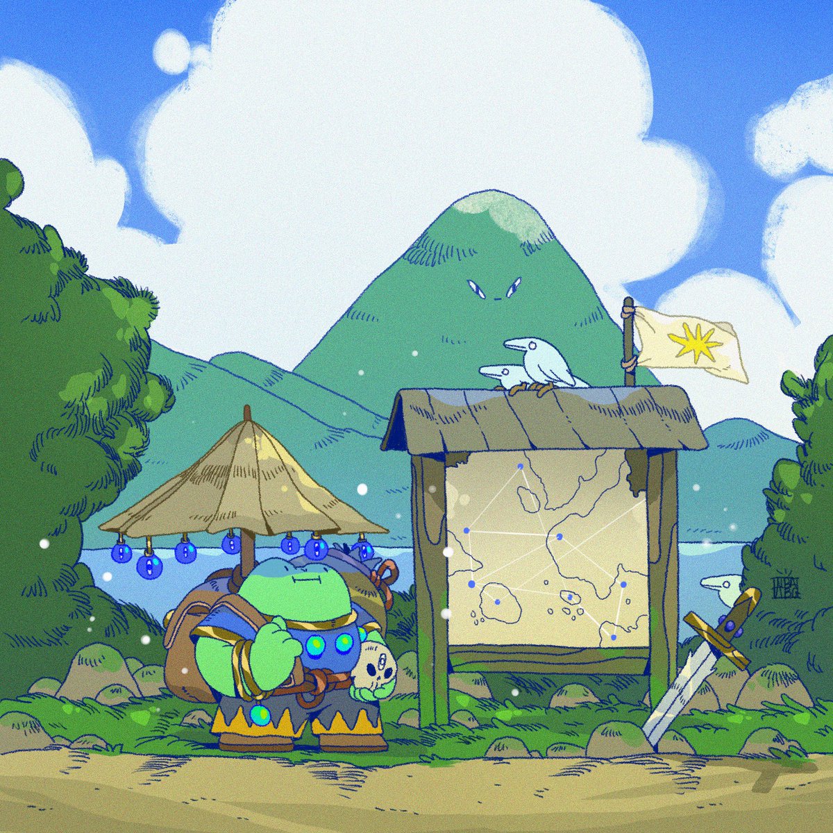 Is that mountain staring at me? 🤨🐸 #grogthefrog