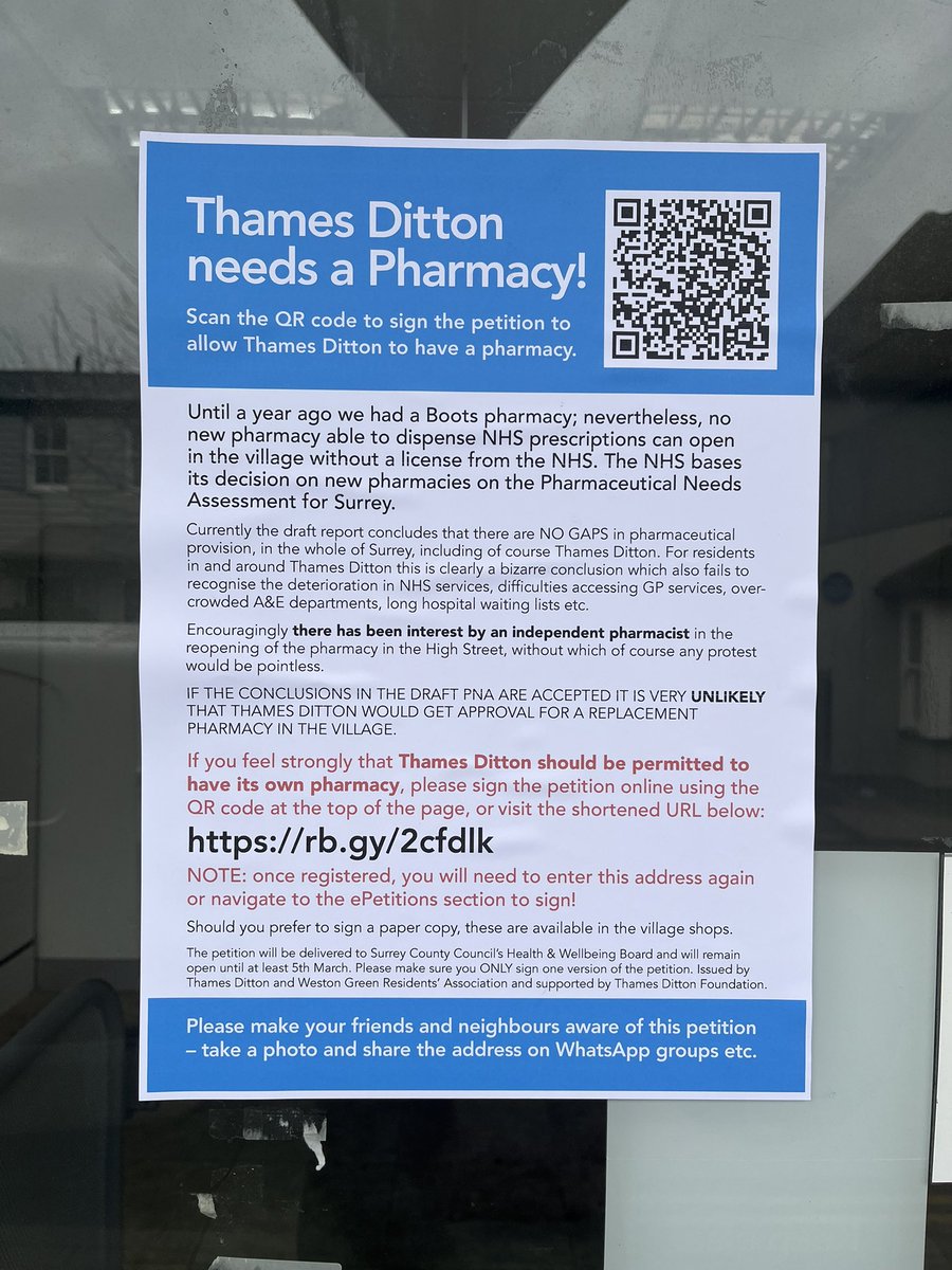 Thames Ditton High Street Retailers' Association (@tdhighstreet) on Twitter photo Please sign the petition! We need a pharmacy back in <a href="/TDHighStreet/">Thames Ditton High Street Retailers' Association</a>. For the sake of the #community. To save our High Street.For the sake of the climate emergency so everyone can walk to a chemist in Thames Ditton #shoplocal <a href="/TDResidents/">TDWG Residents</a> <a href="/triciawbland/">Tricia Welch Bland</a> Please sign the petition! We need a pharmacy back in <a href="/TDHighStreet/">Thames Ditton High Street Retailers' Association</a>. For the sake of the #community. To save our High Street.For the sake of the climate emergency so everyone can walk to a chemist in Thames Ditton #shoplocal <a href="/TDResidents/">TDWG Residents</a> <a href="/triciawbland/">Tricia Welch Bland</a>