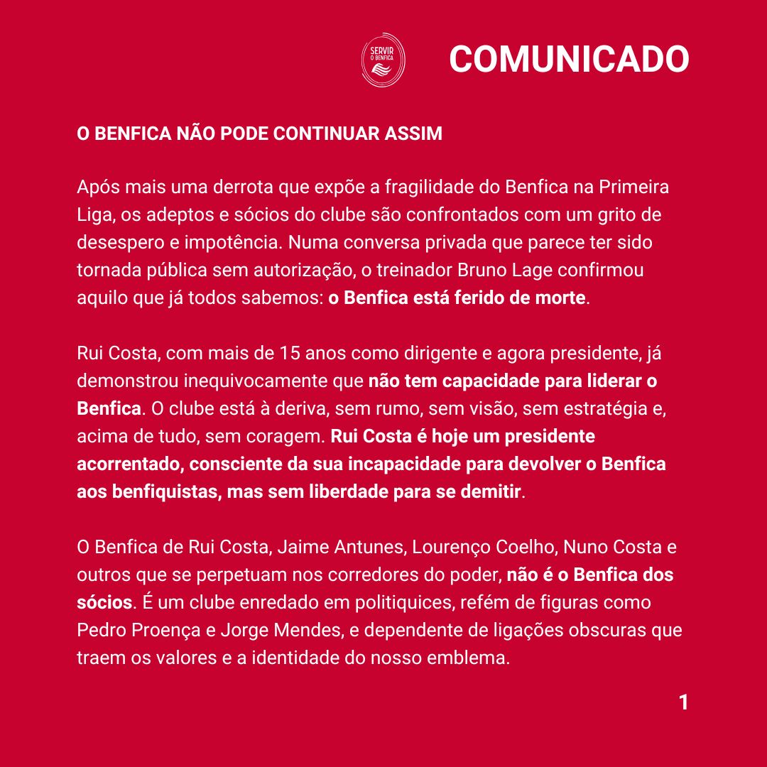 ServirOBenfica's tweet image. O Sport Lisboa e Benfica não pode continuar assim.