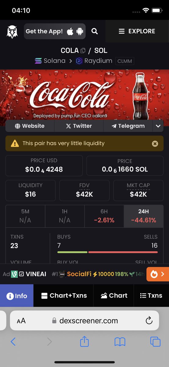 CRYPTODRAGON24's tweet photo. Get ready to pop! $COLA, the new meme coin, could fizz up big. Low cap, big potential. Join the fun! #ColaCoin #Crypto
Contract: 8hPt6fVt5rsnE6DCbNvw4mjiGUhLKHYq7F4R8xBgBPgo https://t.co/0tlATwB5Yh