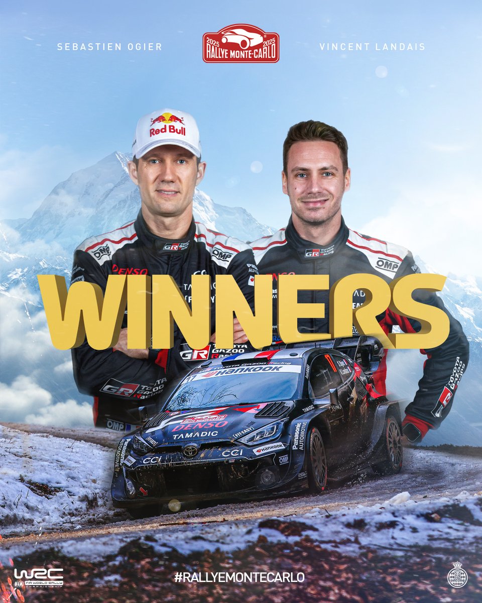 🚨 SÉBASTIEN OGIER ET VINCENT LANDAIS REMPORTENT LE RALLYE MONTE-CARLO 2025 ! 🇫🇷

L'octuple Champion du Monde remporte son 10e Rallye Monte-Carlo 🤯🇲🇨 

Vincent Landais remporte lui son 2e Rallye Monte-Carlo 👏🇲🇨

--

🚨 SÉBASTIEN OGIER AND VINCENT LANDAIS WIN RALLYE MONTE-CARLO