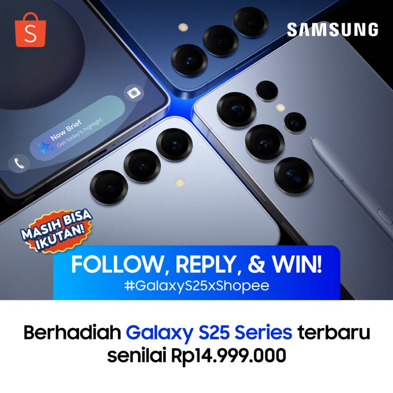 ShopeeID's tweet photo. ✨ GIVEAWAY SAMSUNG GALAXY S25 ✨

Last chance buat dapetin Samsung Galaxy S25 Series, senilai 14JT++! Mau?

Caranya:
- FOLLOW @ShopeeID
- RT tweet
- Klik banner
- REPLY "Mau punya #GalaxyS25 Series buat cobain fitur Audio Eraser #GalaxyS25xShopee"

Good luck!