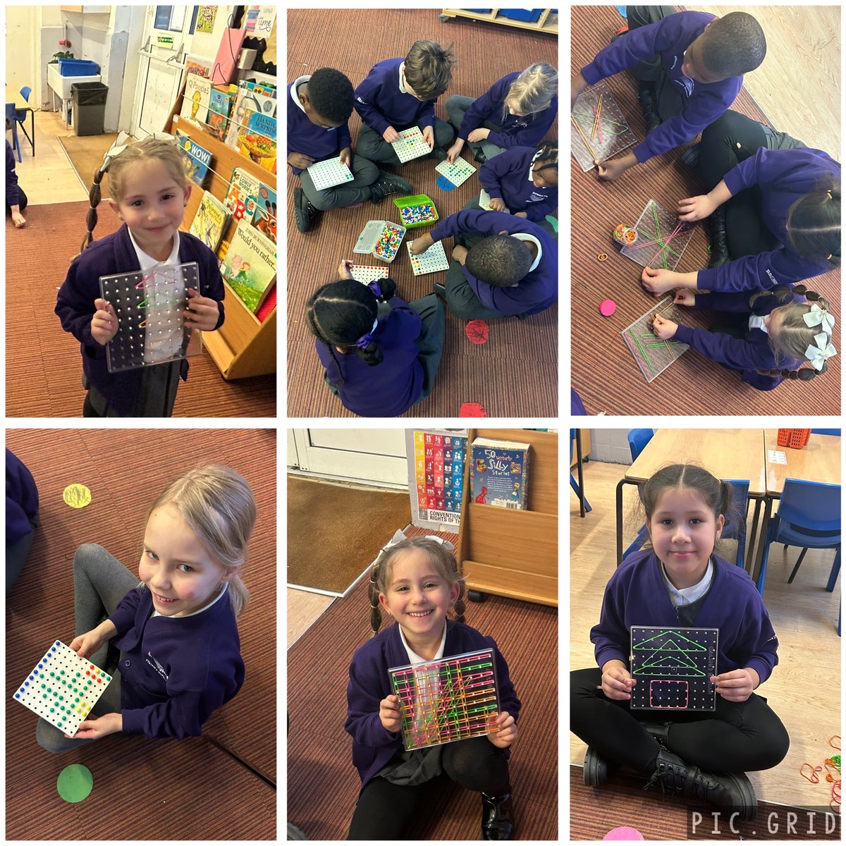 InclusionBPPS's tweet photo. In Maths Club this week @BrunswickParkPS, we used geo and peg boards to create shape pictures and patterns. Our mathematicians are so creative! https://t.co/JDBVRkj5V3