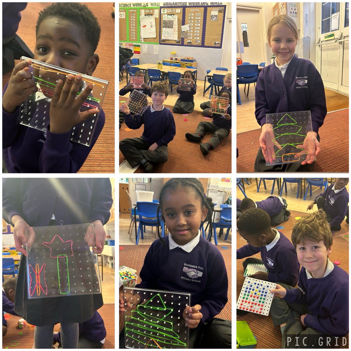 InclusionBPPS's tweet photo. In Maths Club this week @BrunswickParkPS, we used geo and peg boards to create shape pictures and patterns. Our mathematicians are so creative! https://t.co/JDBVRkj5V3