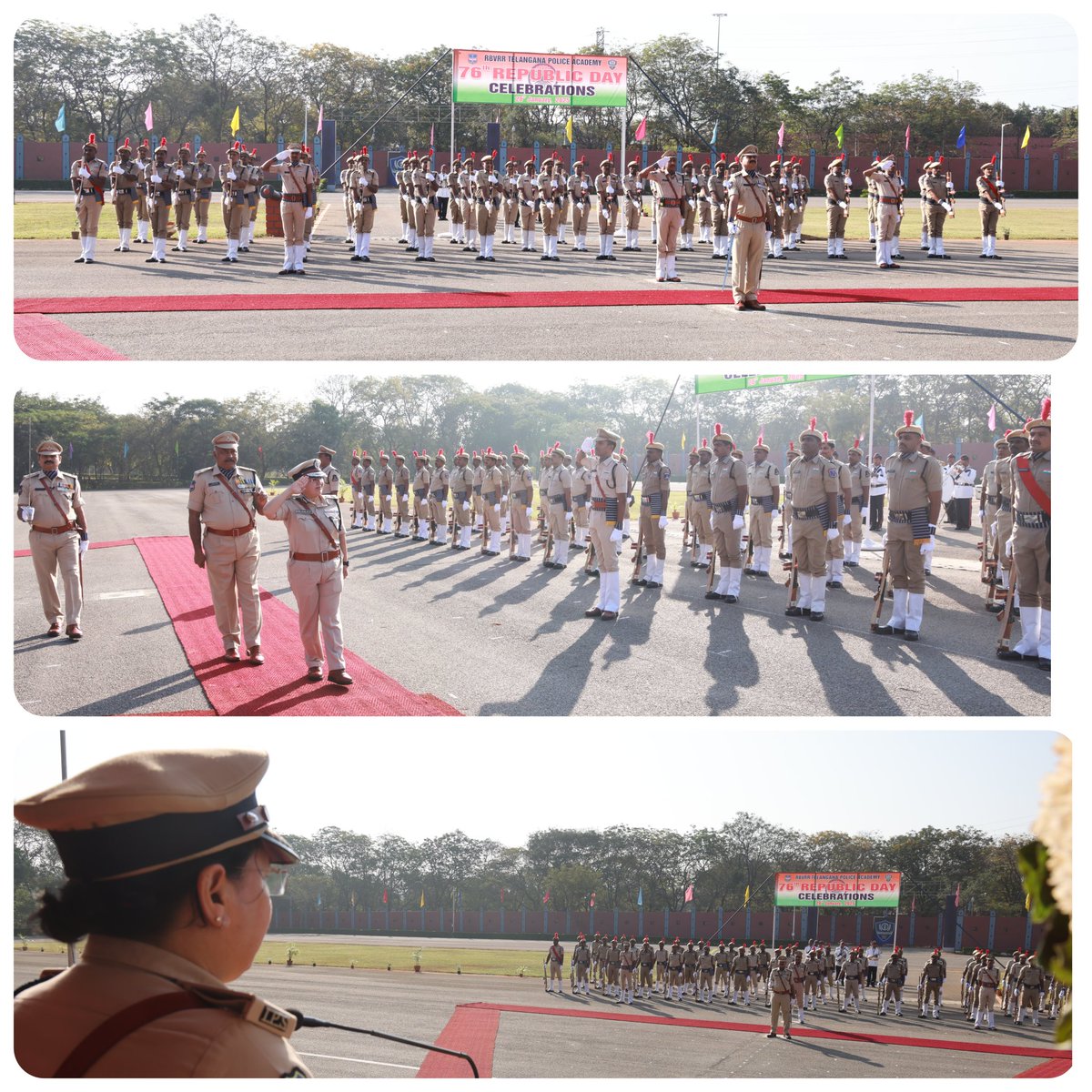 TGPoliceAcademy's tweet photo. “On this Republic Day, we reaffirm our commitment to uphold the Constitution of India, a document that embodies the principles of justice, liberty, equality, and fraternity. As members of the police force, it is our solemn duty to protect these values, ensuring the rights and dignity of every citizen. The essence of a republic lies in the sovereignty of its people and the rule of law. By enforcing laws with fairness and integrity, fostering trust, and serving without fear or favor, we strengthen the democratic foundation of our nation. Together, let us honor the spirit of the Republic by remaining steadfast in our dedication to justice and service.”
#76thRepublicDay 
#RBVRRPoliceAcademy 
#NationalPride 
#UnityInDiversity"
