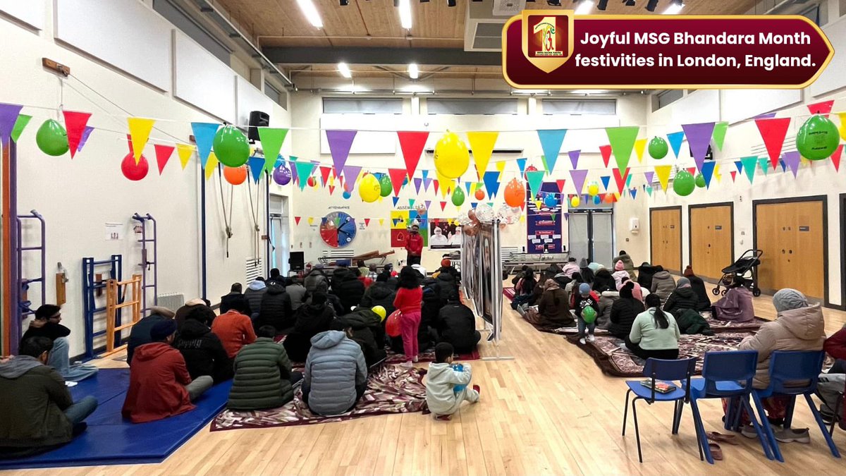 DSSNewsUpdates's tweet photo. A divine shower of spiritual bliss engulfed the hearts of devotees of Block London, England, as they celebrated the 106th MSG Bhandara Month with joyous hearts. 
With abundant gratitude and devotion, they sang the praises of Parampita Shah Satnam Singh Ji Maharaj and reaffirmed their commitment to walk the righteous path.
Indeed, a joyous celebration of the most holy occasion!

#MSGBhandara #106thIncarnatinDay #London