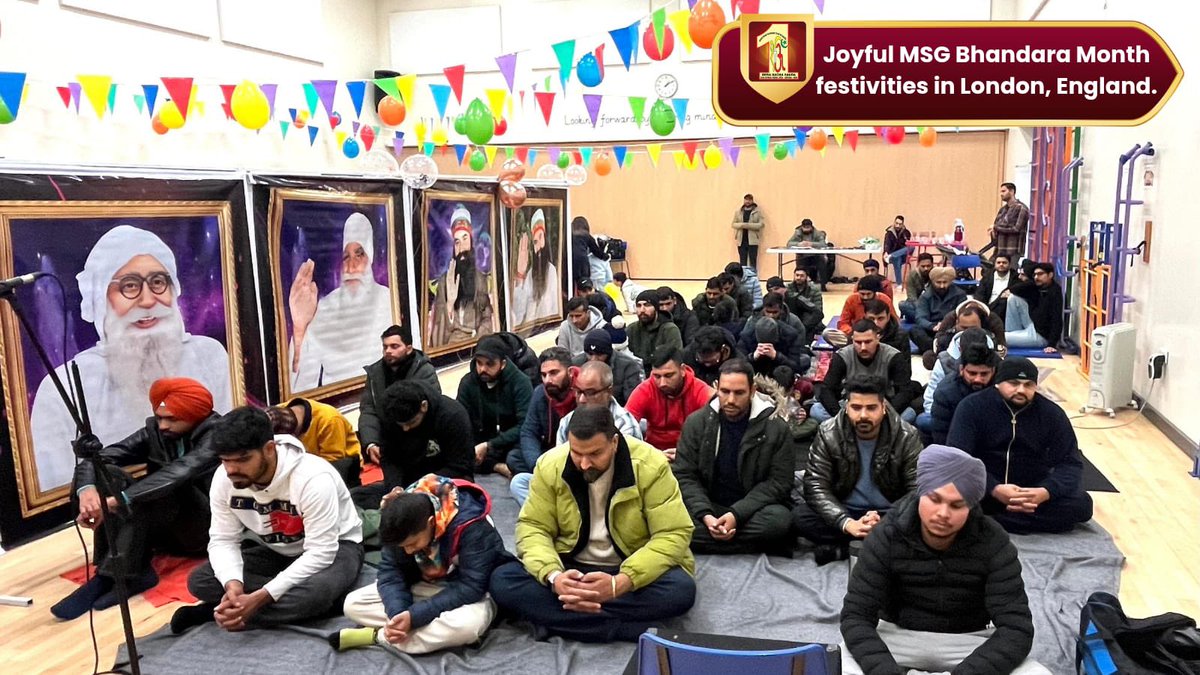 DSSNewsUpdates's tweet photo. A divine shower of spiritual bliss engulfed the hearts of devotees of Block London, England, as they celebrated the 106th MSG Bhandara Month with joyous hearts. 
With abundant gratitude and devotion, they sang the praises of Parampita Shah Satnam Singh Ji Maharaj and reaffirmed their commitment to walk the righteous path.
Indeed, a joyous celebration of the most holy occasion!

#MSGBhandara #106thIncarnatinDay #London