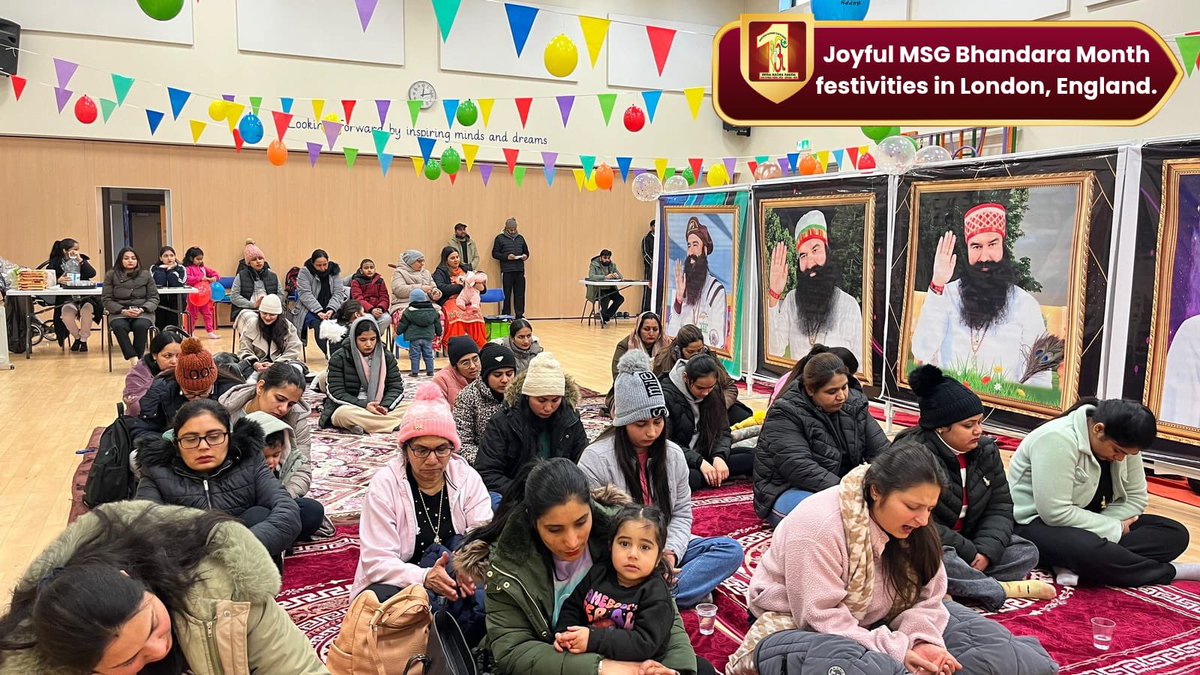 DSSNewsUpdates's tweet photo. A divine shower of spiritual bliss engulfed the hearts of devotees of Block London, England, as they celebrated the 106th MSG Bhandara Month with joyous hearts. 
With abundant gratitude and devotion, they sang the praises of Parampita Shah Satnam Singh Ji Maharaj and reaffirmed their commitment to walk the righteous path.
Indeed, a joyous celebration of the most holy occasion!

#MSGBhandara #106thIncarnatinDay #London