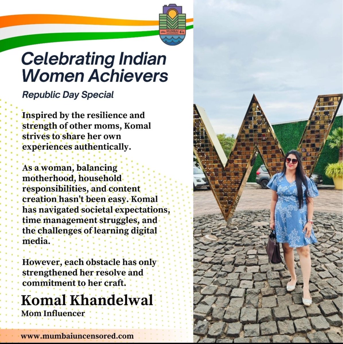 KomalCK's tweet photo. It’s a surreal moment to be recognized as one of the Top 10 Women, One Nation by Mumbai Uncensored. This acknowledgment means so much and reflects the journey, challenges, and achievements I’ve embraced. Forever grateful for the love and support!" https://t.co/zIXV6PktED